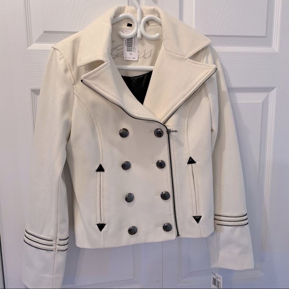 Guess Cream Wool Peacoat